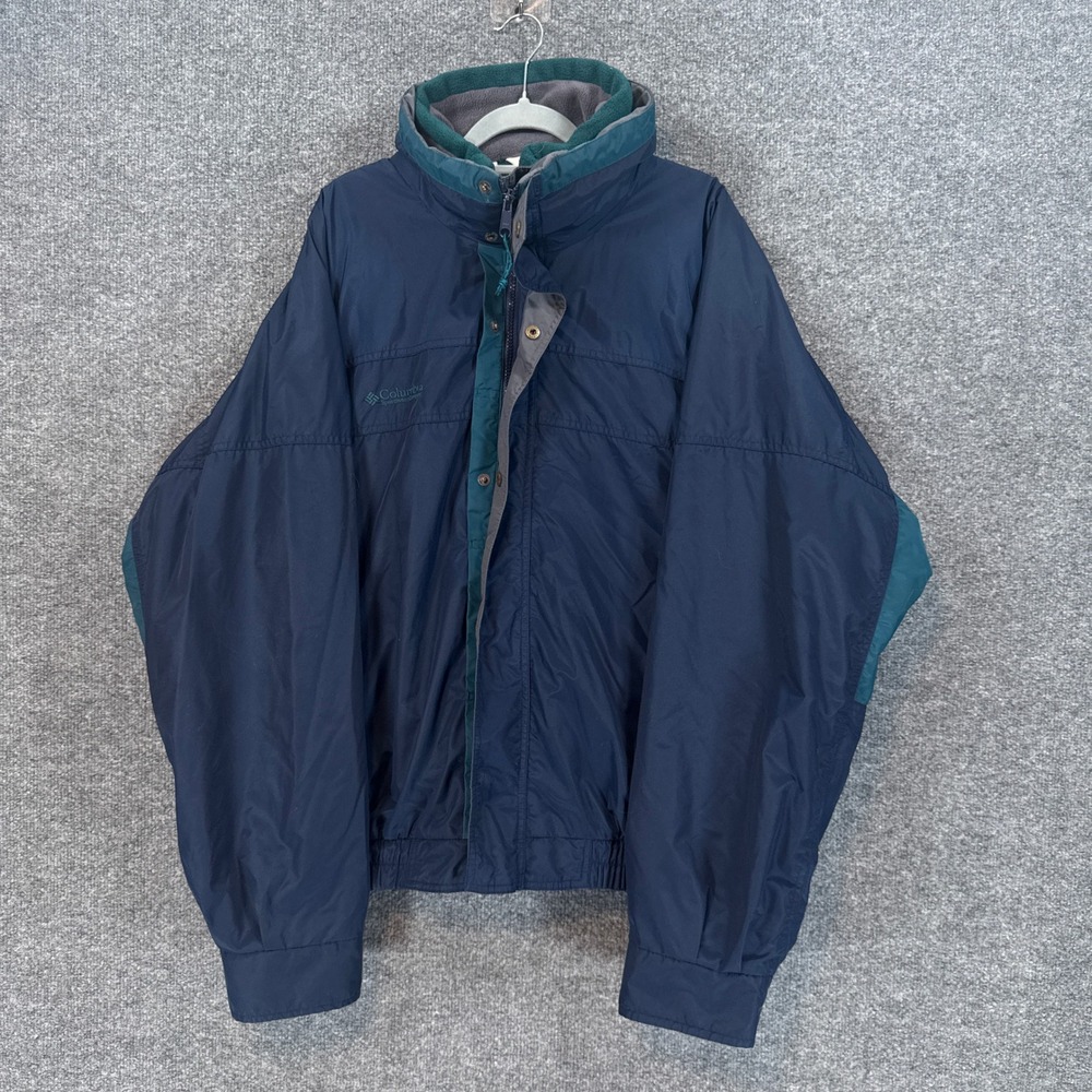 Columbia 2-in-1 Ski Jacket Mens XL Blue Removable Fleece Liner Winter Coat